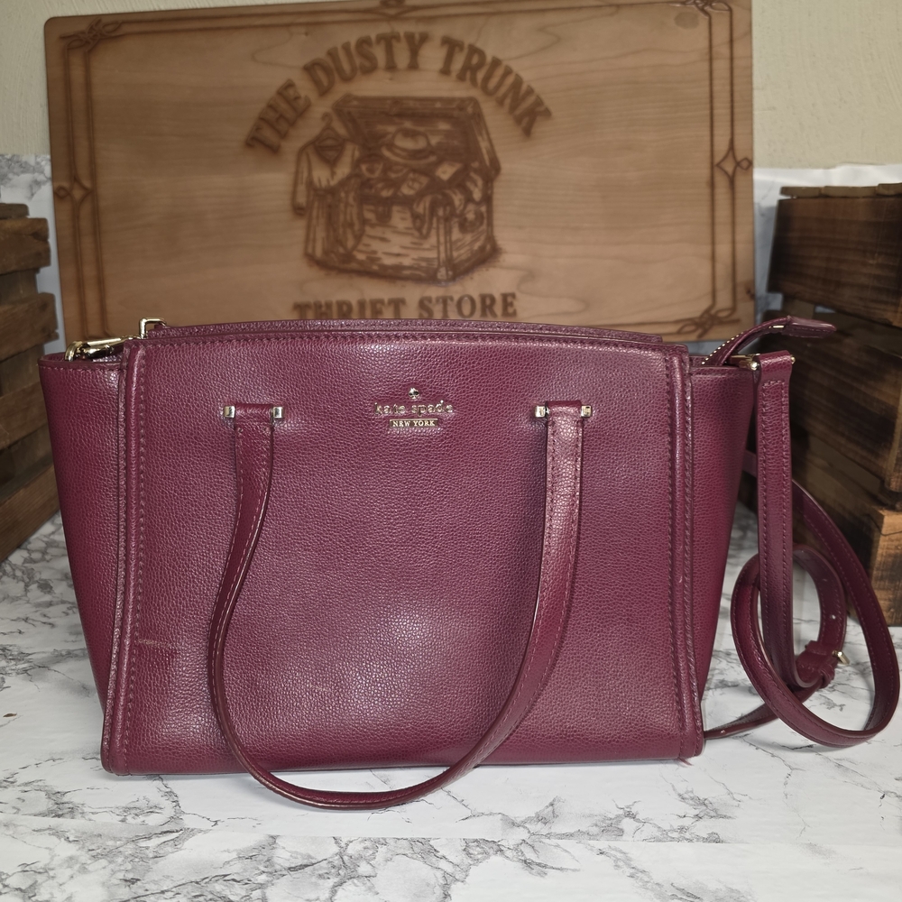 Kate Spade Burgundy Leather Tote Bag Shoulder/Crossbody
